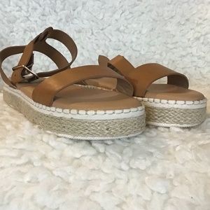 Bamboo ankle strap espadrille summer sandals size 8